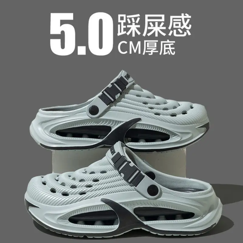Crocs-style slippers, fashionable beach non-slip sports sandals, wear-resistant mule, men's slippers, summer 2026, suitable for outdoor wear, antibact — chobi 2