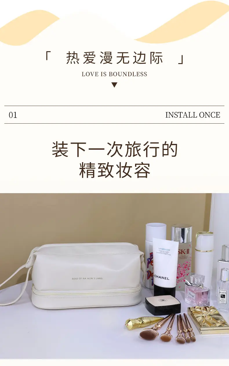 Cosmetic bag, handheld polyurethane capacious shoulder bag for traveling, high quality organizer bag, high-end — chobi 7