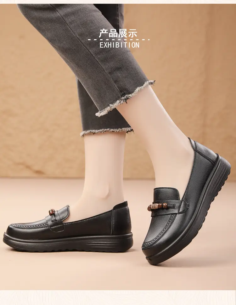 Loafers made of soft leather platform, retro “mom shoes”, shoes flat, Collection Year 2026, soft sole, easy to put on — chobi 15