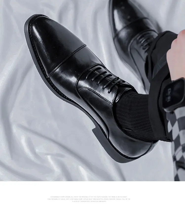 Three-knot men's leather shoes business casual dress men's shoes British supers shoes male groom wedding shoes 8038-r — chobi 11