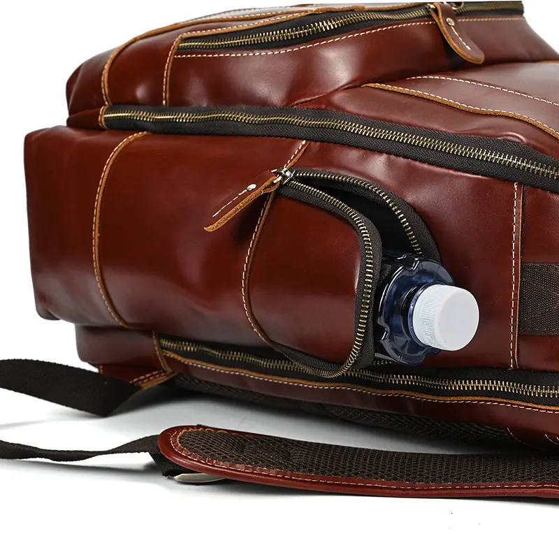 Leather backpack, men's capacious travel bag, one-shoulder bag — chobi 35