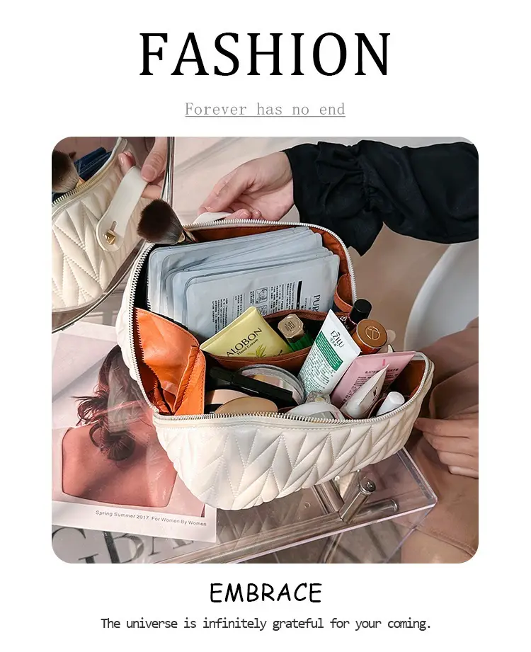 (Cross-border trading), capacious cosmetic bag for traveling, solid color retro organizer bag, city style — chobi 1