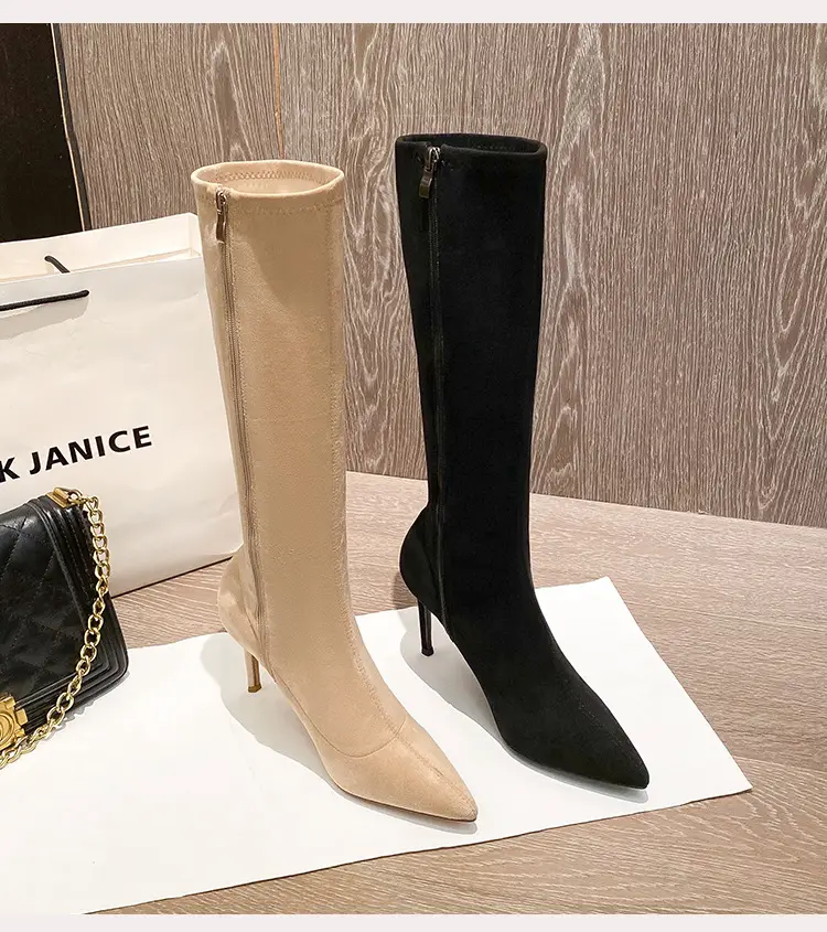 Fashionable demi-season high boots, high heels pointed-toe stiletto heels, 2025 years, mid-length — chobi 17