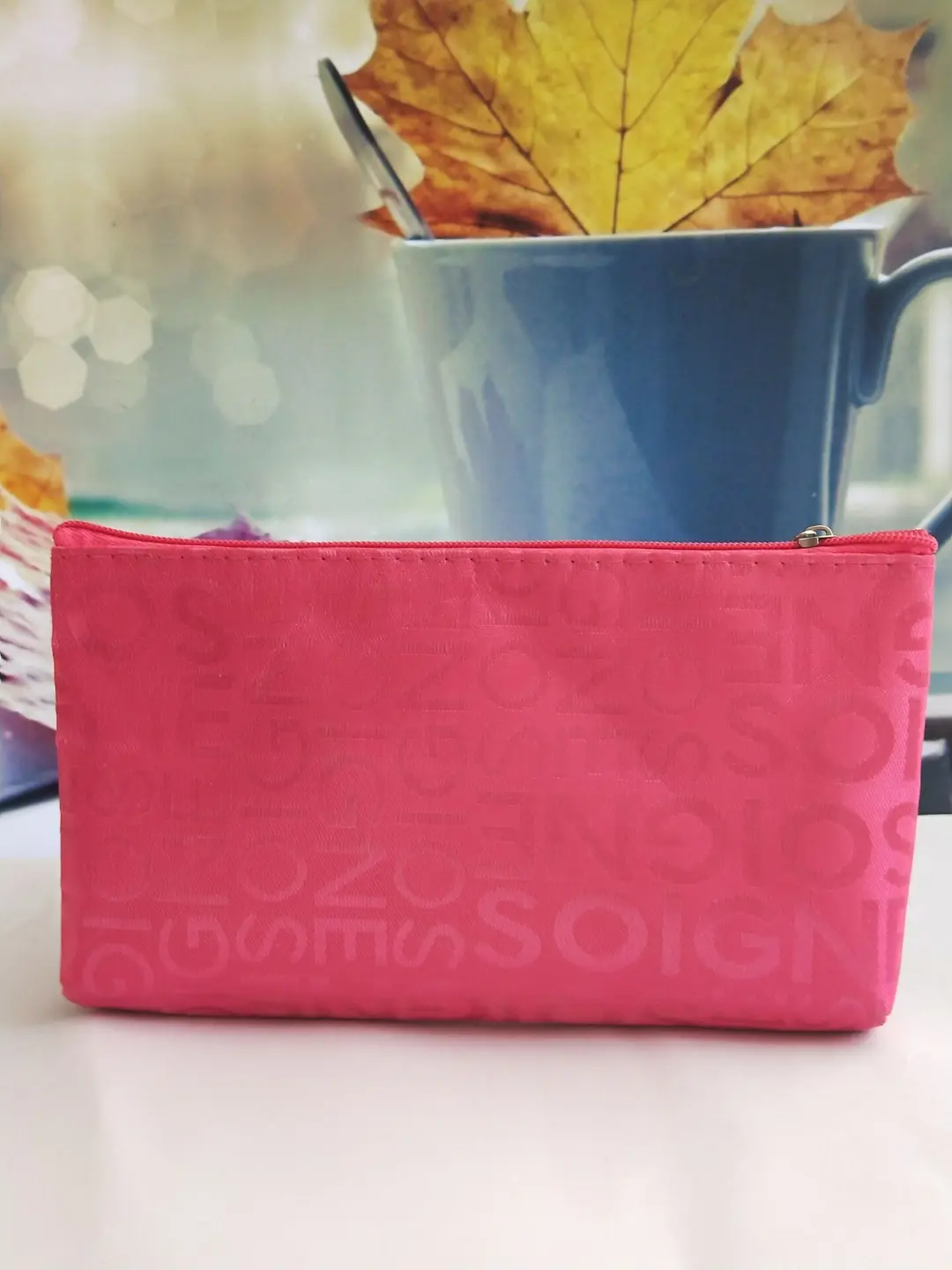 Korean style casual bag letter jacquard cosmetic bag horizontal style square hand cosmetic bag toiletry bag for women — chobi 15