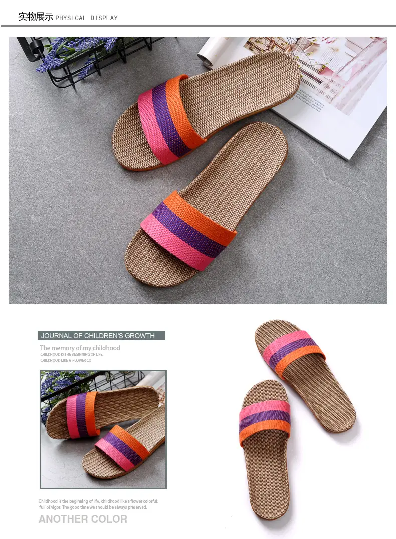 Non-slip summer men's slippers platform for men and women, for beloved, cotton and linen — chobi 7