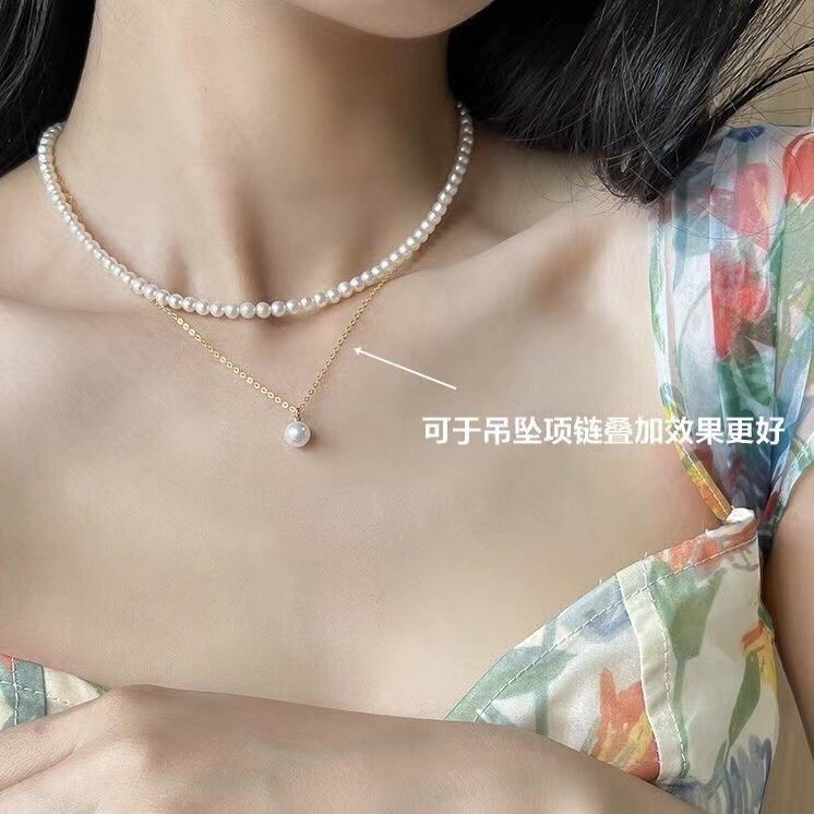 Organic accessory, necklace from pearl, chain, set for mother's day, silver 925 sample, Birthday gift — chobi 6