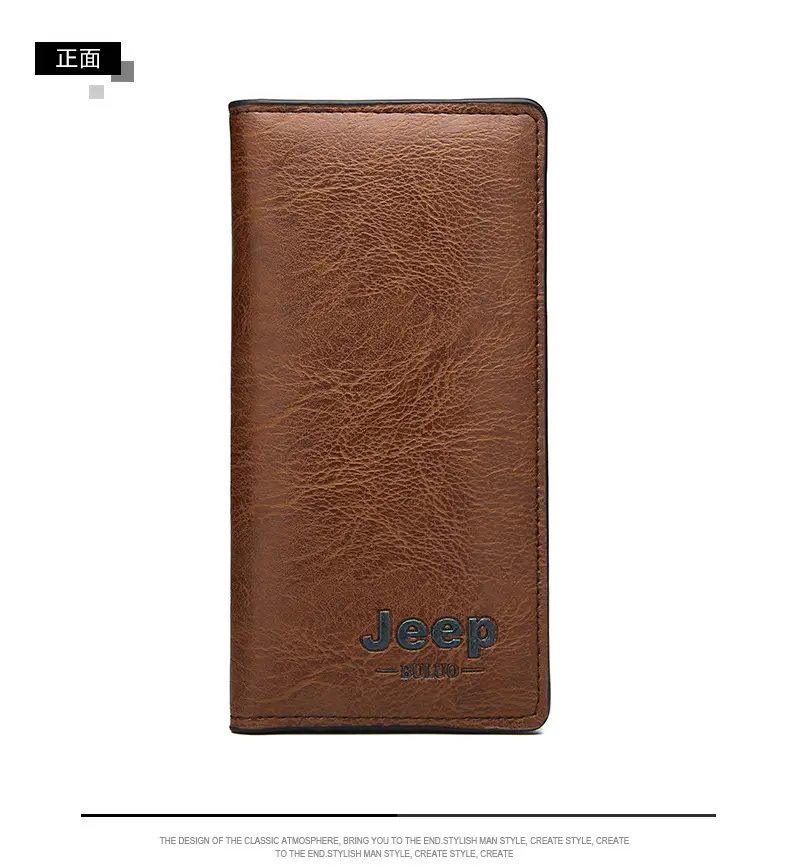 (Cross-border trading), jeep, men's long wallet, card holder, retro solid color bag — chobi 12