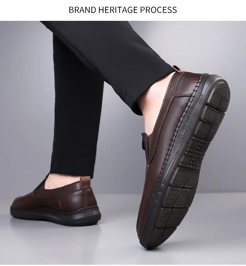 Wenzhou leather shoes 2026 new style breathable soft surface wear-resistant slip-on shoes men's casual beanie shoes drop shipping — chobi 13