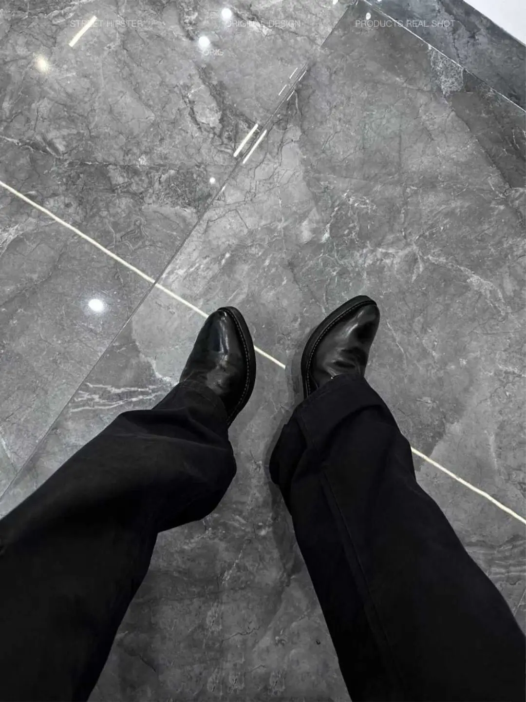 Black shoes, slip-ons with decorative stitching, loafers pointed-toe — chobi 8