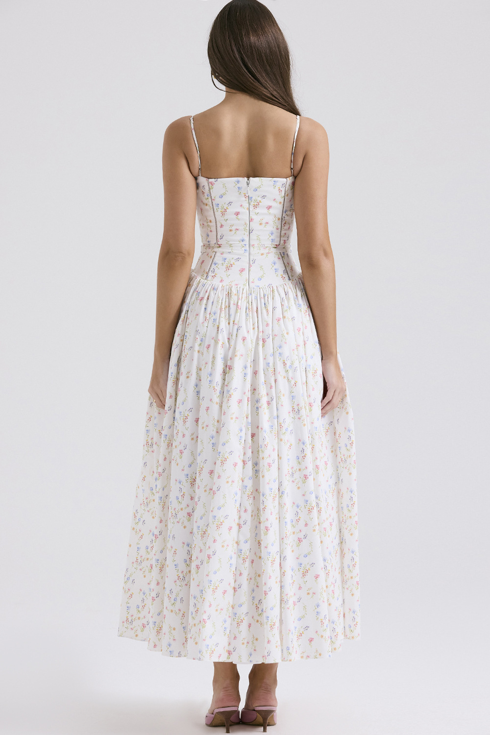 Elegant fashionable dress, skirt, high-quality style, french style, lifting effect, floral print — chobi 12