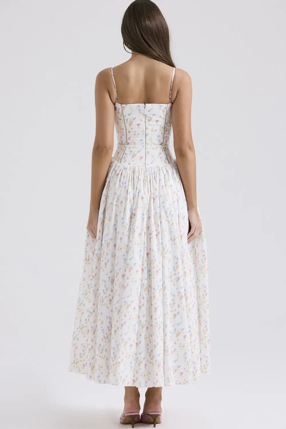 Elegant fashionable dress, skirt, high-quality style, french style, lifting effect, floral print — chobi 12