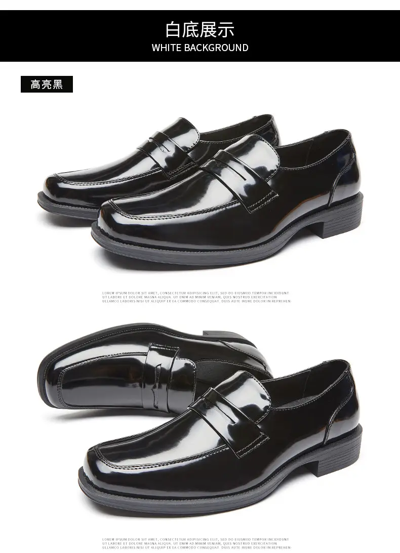 Men's summer loafers English style, casual glossy shoes, classic suit jacket square toe, slip-ons, easy to put on — chobi 23