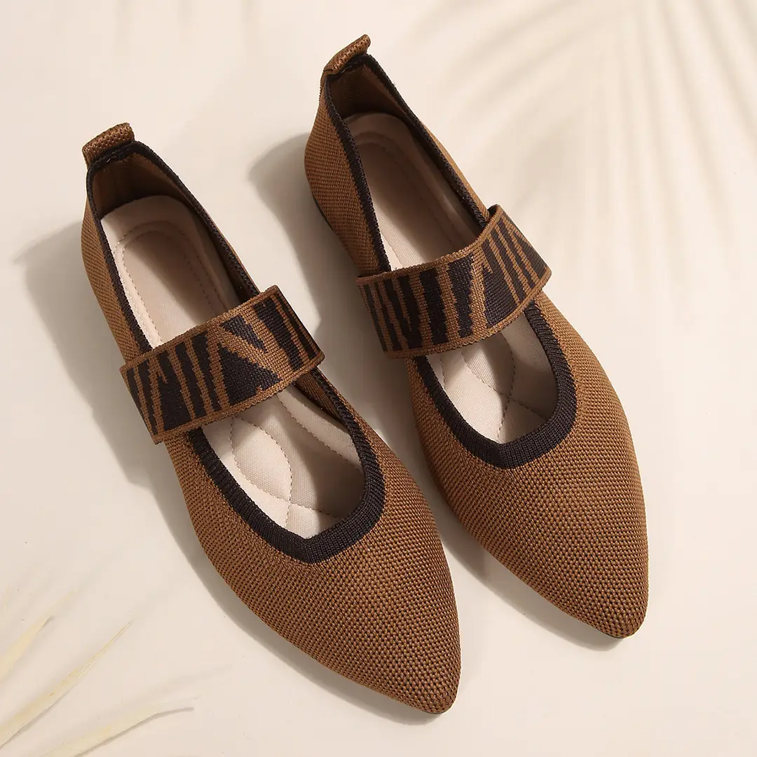 (Cross-border trading), shoes flat pointed-toe low-cut, slip-ons, breathable two-tone loafers, European style, made with flyknit technology — chobi 26