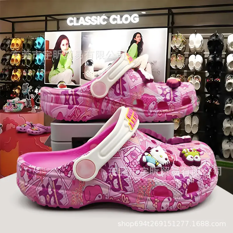 cross Children's Crocs-style slippers, children's bag, beach footwear, sandals, for teenagers, closed toe, family style — chobi 13