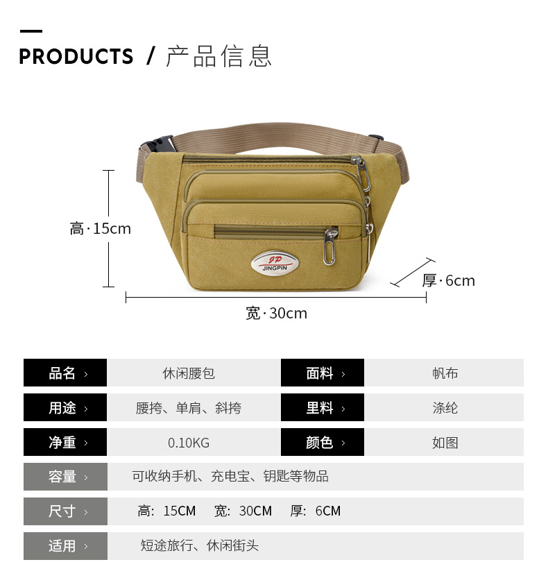 (Cross-border trading), men's cloth multicoloured belt bag, wear-resistant chest bag, travel shoulder bag, casual wallet, increased thickness — chobi 27