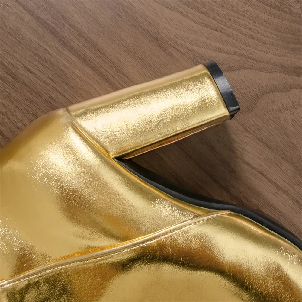 (Cross-border trading), capacious high boots pointed-toe with zipper, wide stable heel, plus size, 32 — chobi 22