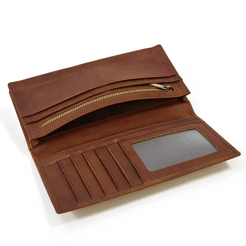 Leather long wallet with zipper, genuine leather — chobi 6