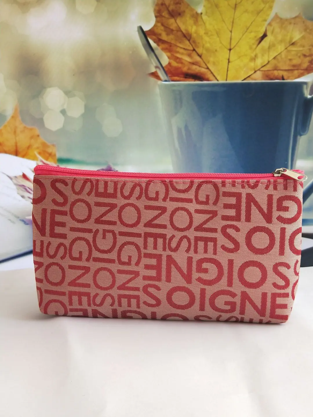 Korean style casual bag letter jacquard cosmetic bag horizontal style square hand cosmetic bag toiletry bag for women — chobi 16