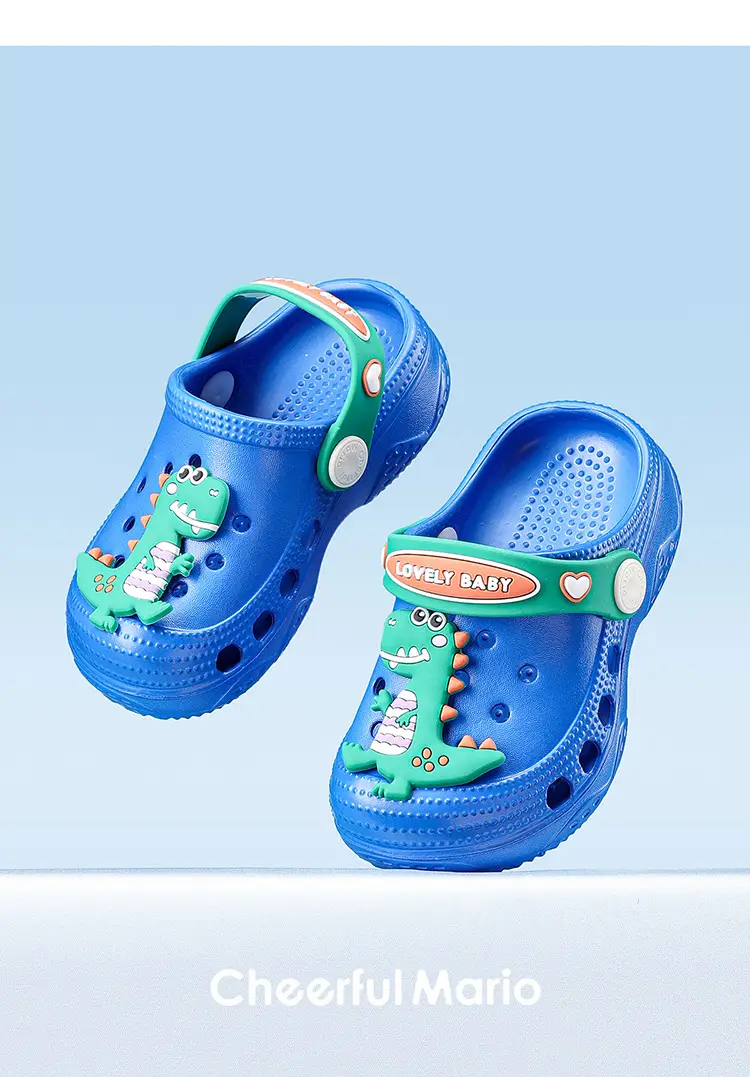 Children's cute Crocs-style slippers for boys, beach mule, soft sole, closed heel, closed toe — chobi 21
