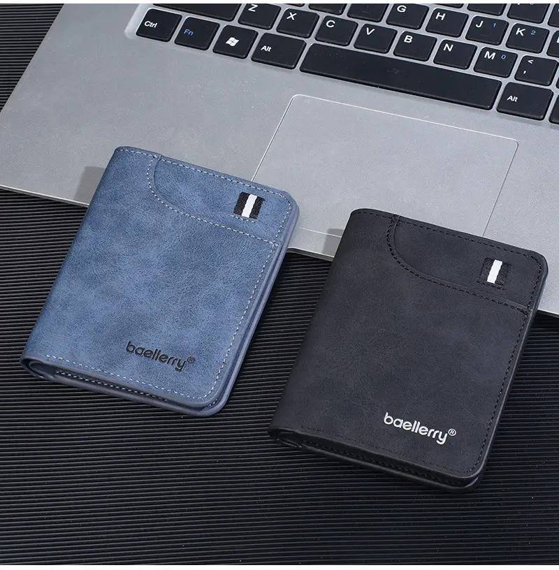 Ultra thin short small wallet, suede card holder for students — chobi 11
