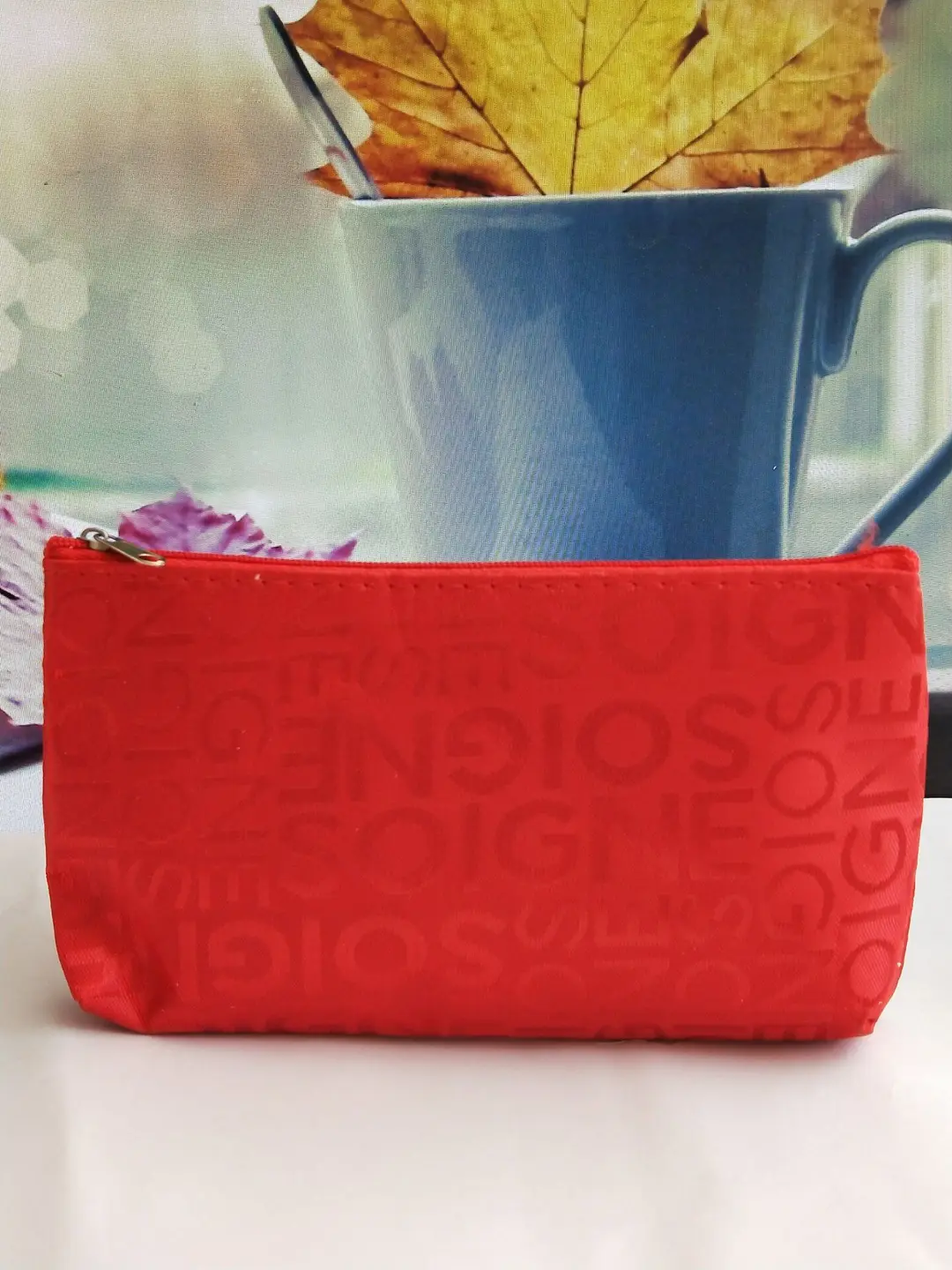 Korean style casual bag letter jacquard cosmetic bag horizontal style square hand cosmetic bag toiletry bag for women — chobi 10