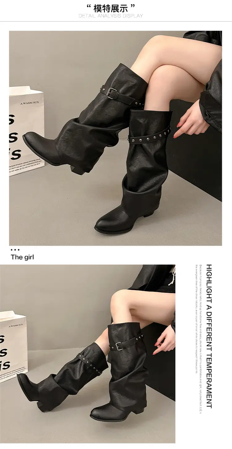 Summer high boots, fashionable trousers, belt, buckle, spring 2026 collection, visually slimming, wide stable heel — chobi 8