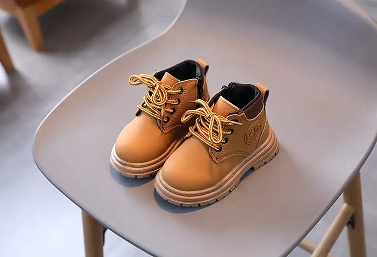 A piece of children Martin boots 2023 autumn and winter new girls wild yellow boots boys retro British style — chobi 12