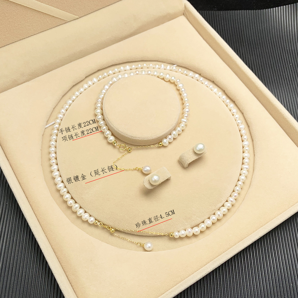 Organic accessory, necklace from pearl, chain, set for mother's day, silver 925 sample, Birthday gift — chobi 7