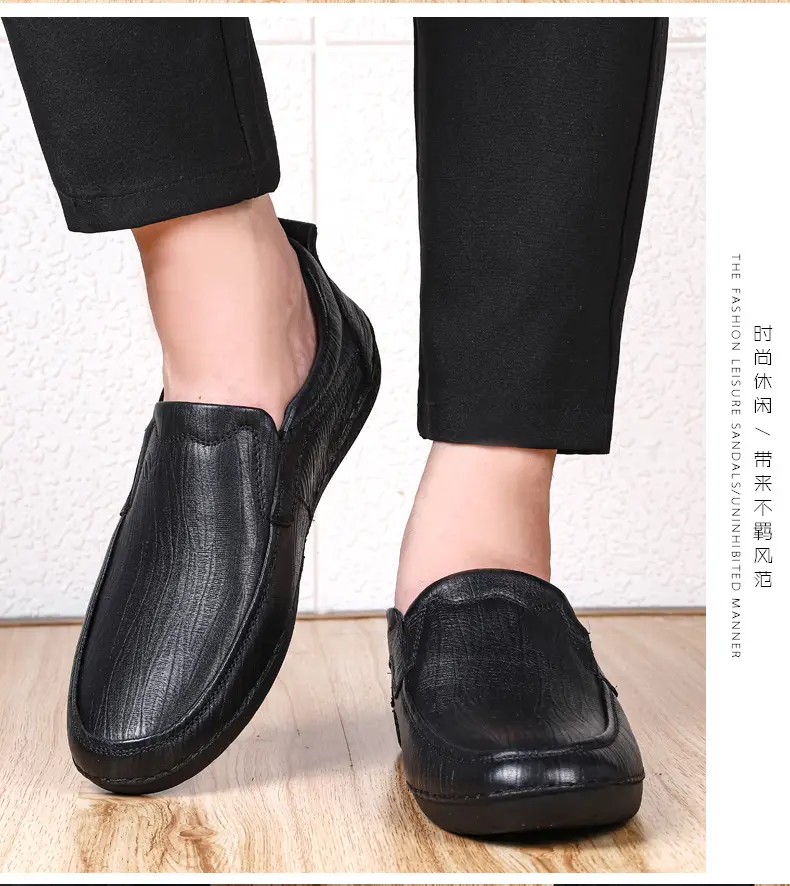 Men's autumn casual leather shoes platform, loafers, plus size, soft sole, cowhide — chobi 17