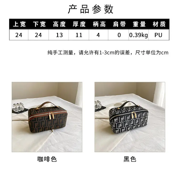 Capacious cosmetic bag for traveling, handheld waterproof retro organizer bag — chobi 4