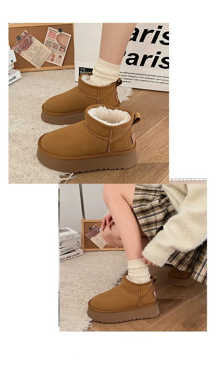 Bread shoes snow boots for women 2026 new popular winter velvet women's shoes thick sole waterproof anti-slip warm cotton shoes — chobi 5
