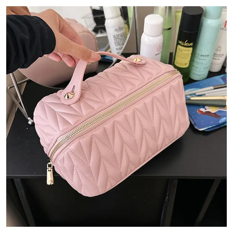(Cross-border trading), capacious cosmetic bag for traveling, solid color retro organizer bag, city style — chobi 23