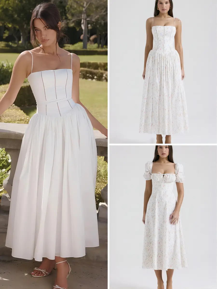 Elegant fashionable dress, skirt, high-quality style, french style, lifting effect, floral print — chobi 2
