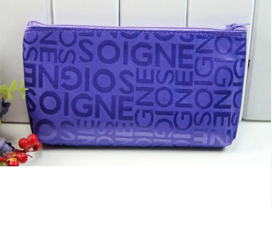 Korean style casual bag letter jacquard cosmetic bag horizontal style square hand cosmetic bag toiletry bag for women — chobi 3