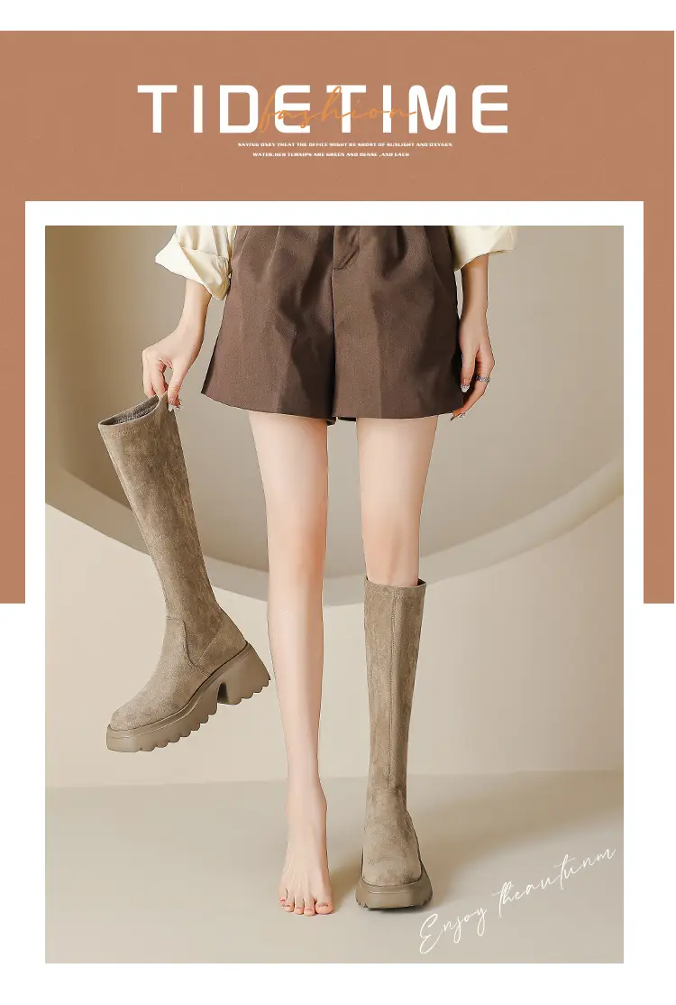 Demi-season elastic high boots platform heels, height increasing — chobi 1