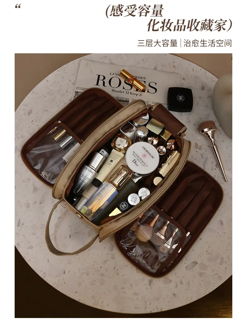 (Cross-border trading), capacious handheld cosmetic bag for traveling, universal organizer bag, storage bag, high-end — chobi 3