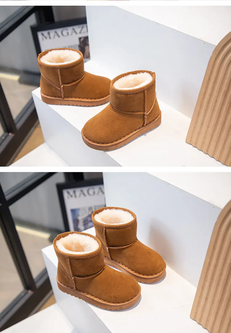 Children's winter set for men and women, slip-ons, suede insulated keep warm low boots, for teenagers — chobi 16