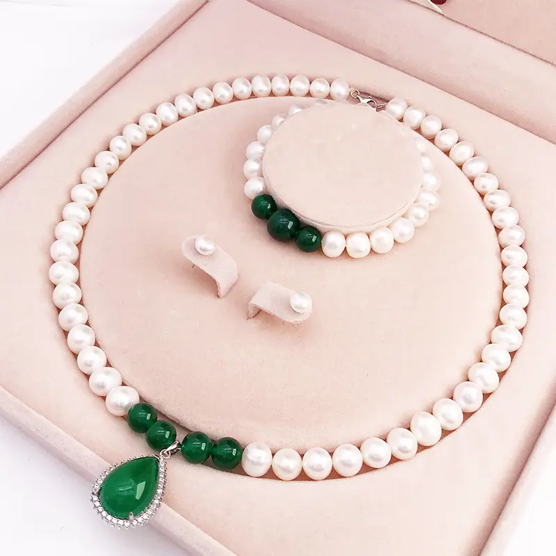 Organic accessory, necklace from pearl, chain, set for mother's day, silver 925 sample, Birthday gift — chobi 36
