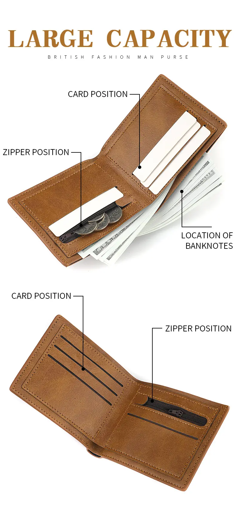 (Wholesale), men's short retro wallet for students, with your logo imprint, (Physicals) — chobi 30