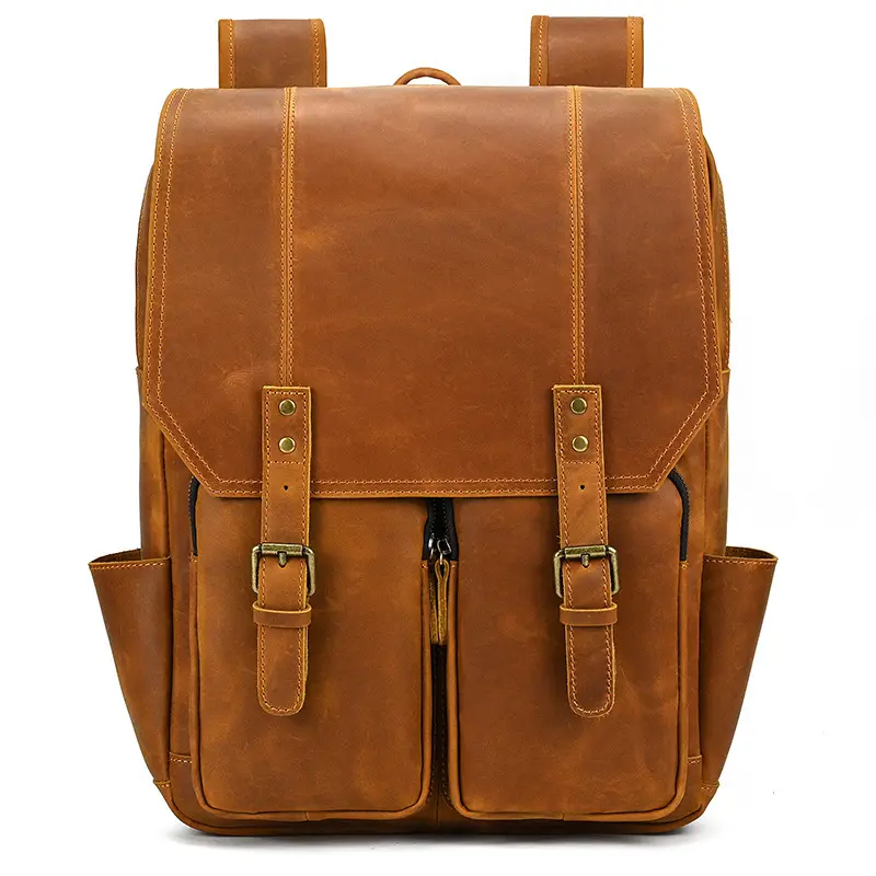 Leather backpack, men's capacious travel bag, one-shoulder bag — chobi 11