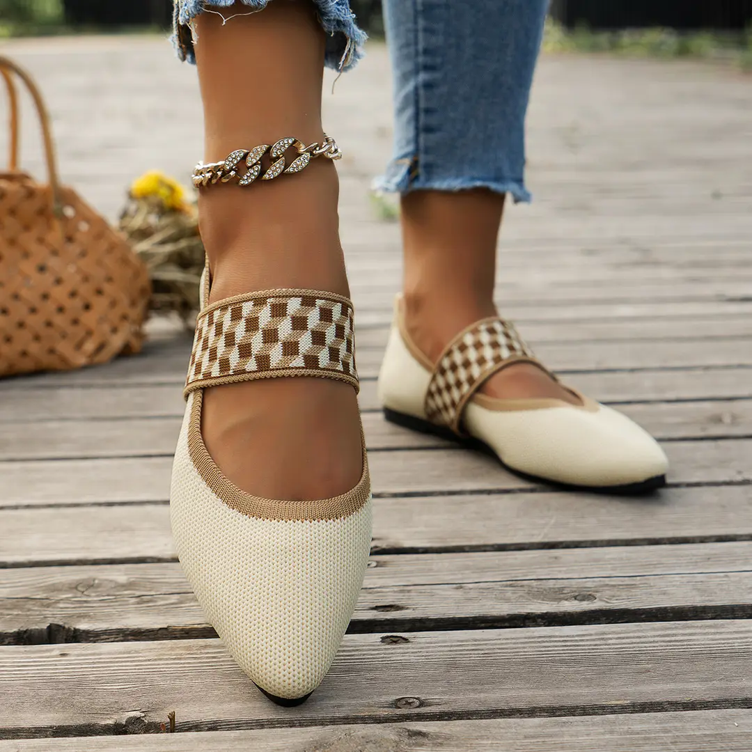 (Cross-border trading), shoes flat pointed-toe low-cut, slip-ons, breathable two-tone loafers, European style, made with flyknit technology — chobi 5