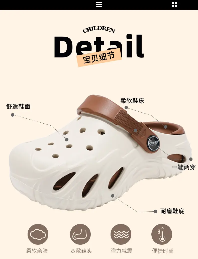 Crocs-style slippers for boys, children's sandals, closed toe, 6-15 years, for teenagers, 8-12 years — chobi 8