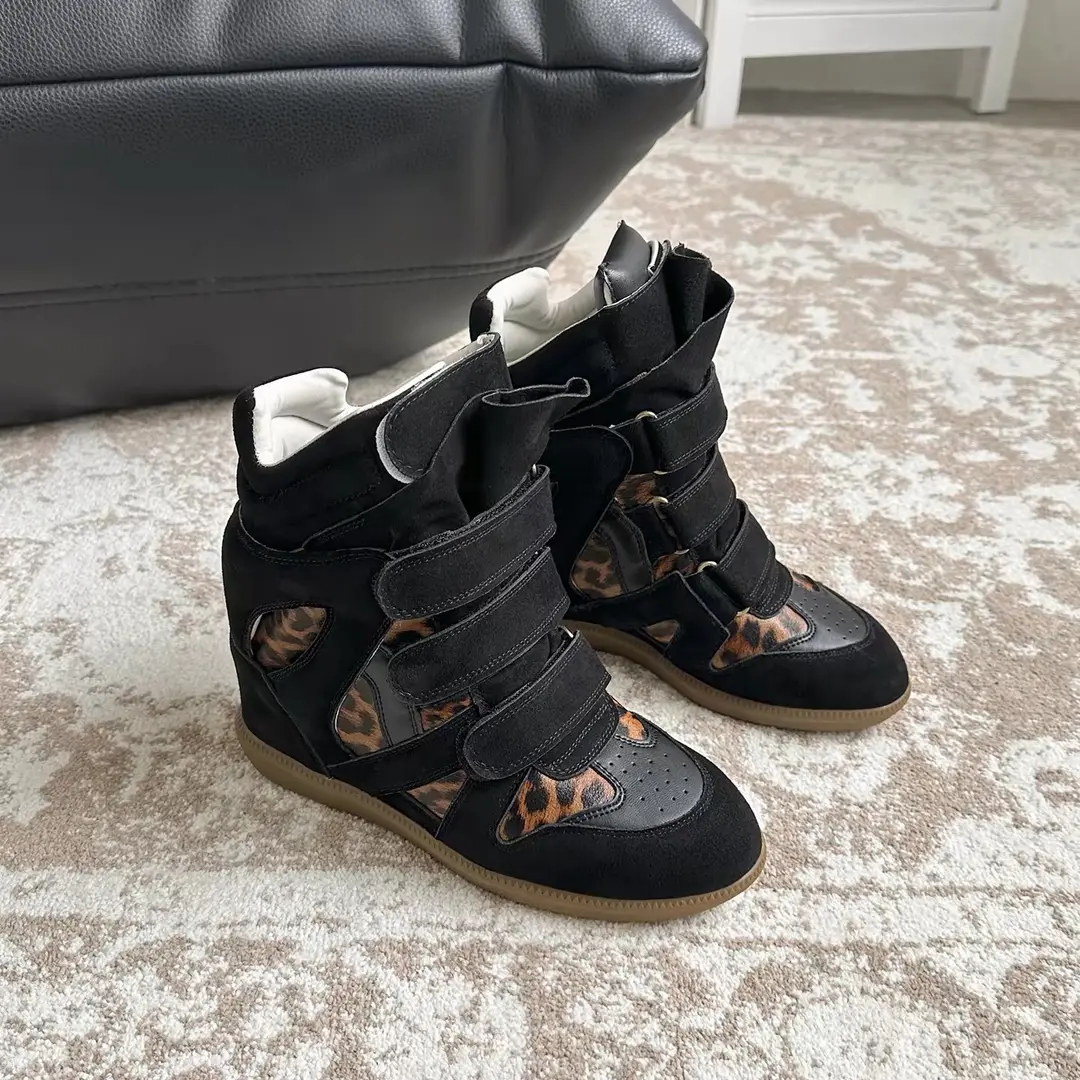 [Ready stock] ISA's new 2025 hidden inner heightening high-top women's shoes velvet lining warm flat bottom Velcro — chobi 9