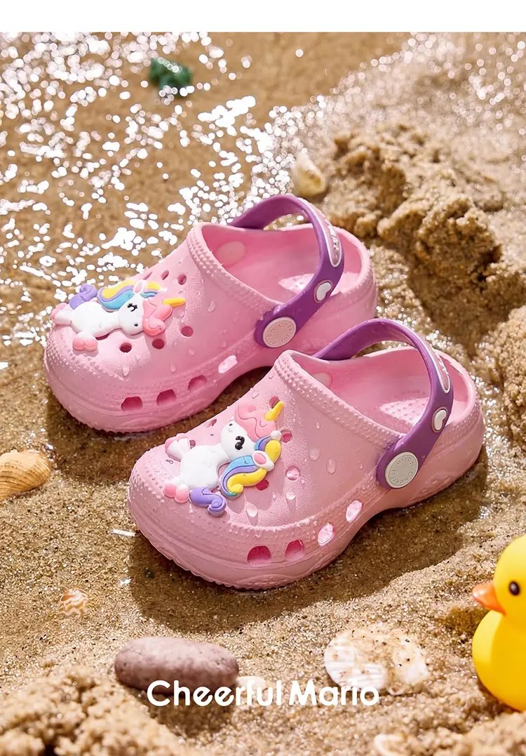 Children's cute Crocs-style slippers for boys, beach mule, soft sole, closed heel, closed toe — chobi 28