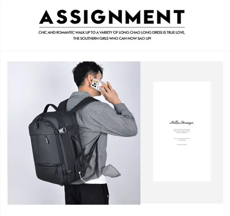 Men's capacious backpack, suitcase for traveling, equipment bag, shoulder bag, laptop, business version, 17 inch — chobi 38