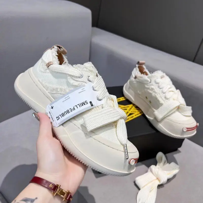 Open Smile Canvas Shoes 2.0 Zhao Lusi Tanjian Same Shoes Men and Women's Thick Poor Shoes Smile Face Shoes Half Drag the Move Shoes — chobi 8