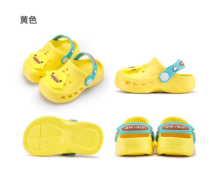 Children's cute Crocs-style slippers for boys, beach mule, soft sole, closed heel, closed toe — chobi 12