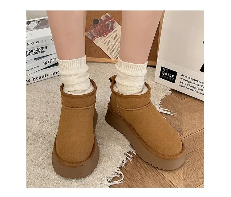 Bread shoes snow boots for women 2026 new popular winter velvet women's shoes thick sole waterproof anti-slip warm cotton shoes — chobi 4