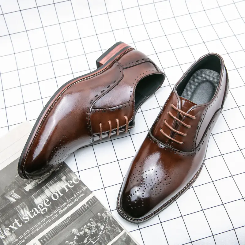 Men's classic suit jacket pointed-toe, wedding shoes platform, Korean style — chobi 6