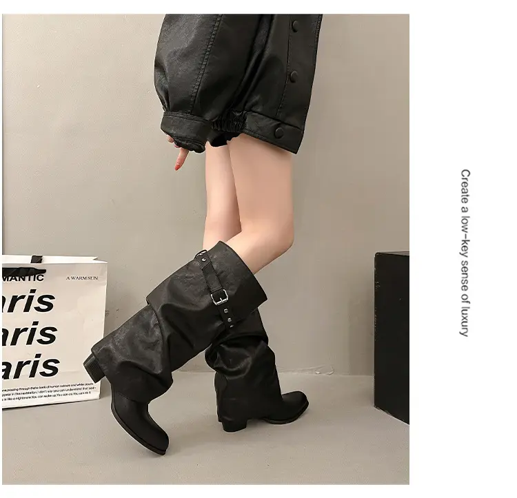 Summer high boots, fashionable trousers, belt, buckle, spring 2026 collection, visually slimming, wide stable heel — chobi 10